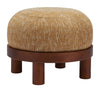 Oat Yellow Fabric Ottoman with Walnut Base for Living Room
