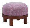 Wisteria Purple Round Ottoman with Walnut Base for Living Room