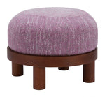 Ottoman 17.5"H Wisteria Purple & Walnut – Textured Polyester Fabric Seat with Painted Rubberwood Base, Modern Indoor Accent By Zuo Modern