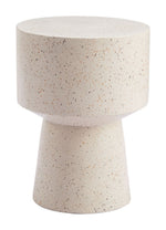 Side Table Beige 18.1"H – Contemporary Round Faux Terrazzo Metal Table By Zuo Modern