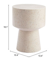 Masko Beige Accent Table – Contemporary Terrazzo Look Metal Table