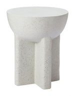 Side Table White 18.1"H – Contemporary Round Faux Terrazzo Metal Accent Table By Zuo Modern