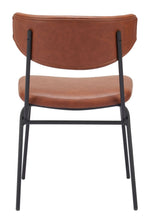 Contemporary Brown Dining Chair Duo – Padded Comfort & Steel Legs