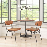 Modern Vintage Brown Dining Chair Pair – Faux Leather by Zuo