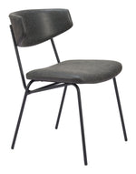 Dining Chair 30.3"H Vintage Black – Faux Leather Upholstery with Black Steel Frame by Zuo Modern