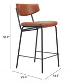 Vintage Brown Faux Leather Counter Stool Set By Zuo Modern