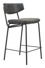 Counter Stool – 36.2" H With Vintage Black Faux Leather Seat & Powder-Coated Steel Frame (Set of 2) By Zuo Modern