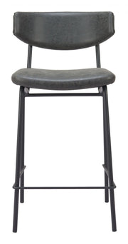 Contemporary Bauhaus Counter Stool Pair – Zuo Modern Black Upholstery