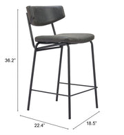 Charon Faux Leather Counter Stool Pair – Vintage Black