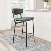 Modern Industrial Counter Stool Set – Black Faux Leather by Zuo