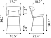 Dimensions of two chairs with measurements in inches.