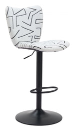 Barstool 44.5"– Textured Fabric in White Finish – Adjustable Modern Swivel by Zuo Modern (Set of 2)