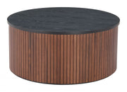 Living Room Coffee Table in Walnut & Black With Sleek Wood Veneer Design