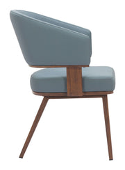Poise Dining Chair – Azure Gray Faux Leather & Walnut Finish