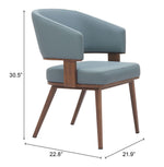 Contemporary Blue Faux Leather Dining Chair with Armrests – Zuo Modern