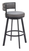 Gray Faux Leather Swivel Barstool – Modern Counter Height Seating for Kitchen or Bar