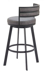 Contemporary Swivel Barstool – Gray Faux Leather and Steel Base for Home Bar
