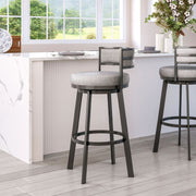 Swivel Barstool in Gray Faux Leather – 38.2