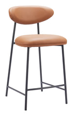 Counter Stool – 35" H With Brown Faux Leather Seat & Powder-Coated Steel Frame (Set of 2) By Zuo Modern