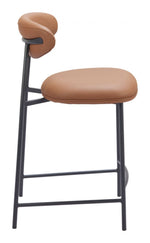 Contemporary Counter Stool Set – Brown Upholstered Seat by Zuo Modern