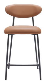 Modern Brown Faux Leather Counter Stools With Footrest