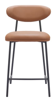 Modern Brown Faux Leather Counter Stools With Footrest