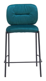 Sleek Black Frame Counter Stools with Plush Green Seat
