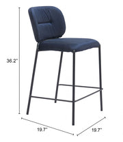 Space-Saving Stackable Blue Velvet Bar Stools