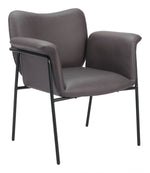 Accent Chair 33.5"H Brown – Faux Leather Upholstery with Black Steel Frame by Zuo Modern