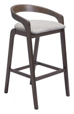 Barstool – 37" H, Dove Gray & Espresso – Rubberwood Frame (Set of 2) – Zuo Modern