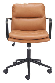 Zuo Modern Adjustable Office Chair – Brown Faux Leather Upholstery, Black Frame