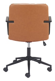 Brown Faux Leather Executive Chair – Modern Adjustable Swivel Seating by Zuo