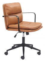 Zuo Modern Brown Office Chair – Adjustable Faux Leather Swivel Seating with Black Base