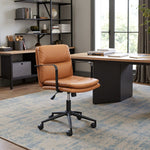 Modern Brown Faux Leather Task Chair – Adjustable Swivel Office Seating by Zuo