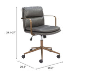 Zuo Modern Gray Office Chair – Adjustable Faux Leather Swivel Seating with Bronze Base