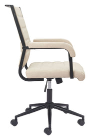 Auction Office Chair – Beige Faux Leather Upholstery with Black Steel Frame