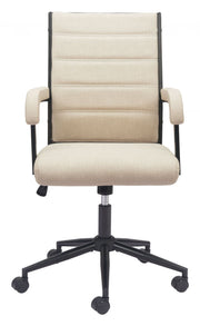 Adjustable Swivel Desk Chair – Beige Faux Leather Executive Seating by Zuo Modern