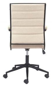 Auction Office Chair – Beige Faux Leather Upholstery with Black Steel Frame
