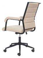 Zuo Modern Beige Office Chair – Adjustable Faux Leather Swivel Seating with Black Base