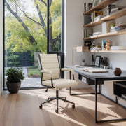 Faux Leather Office Chair – Beige Reclining Adjustable Seating by Zuo Modern