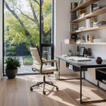 Zuo Modern Beige Office Chair – Adjustable Faux Leather Swivel Seating with Black Base