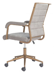 Modern Task Chair – Gray Faux Leather Adjustable Swivel Seating by Zuo Modern