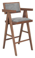 Barstool – 42.5" H, Gray & Walnut – Rubberwood Frame (Set of 2) – Zuo Modern