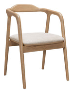 Dining Chair 30.5"H Beige – Poly Linen Upholstery with Natural Rubberwood Frame by Zuo Modern