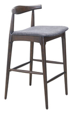 Barstool – 39" H, Gray & Espresso – Rubberwood Frame (Set of 2) – Zuo Modern