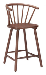 Counter Stool 38.6" H, Walnut Painted Rubberwood, Modern Design, (Set of 2) By Zuo Modern