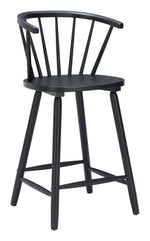 Counter Stool 38.6" H, Black Painted Rubberwood, Modern Design, (Set of 2) By Zuo Modern