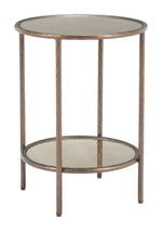 Side Table Bronze 21.5"H – Modern Round Mirror Glass with Steel Frame by Zuo Modern