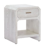Side Table Oak White 19.9"H – Modern Square Wood Veneer MDF Table with Drawer & Shelf By Zuo Modern