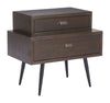 Modern Brown Side Table with Dual Storage Drawers